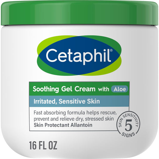 Soothing Gel-Cream with Aloe Instantly Soothes and Hydrates Sensitive Skin, Fragrance and Paraben Free, 16 Oz